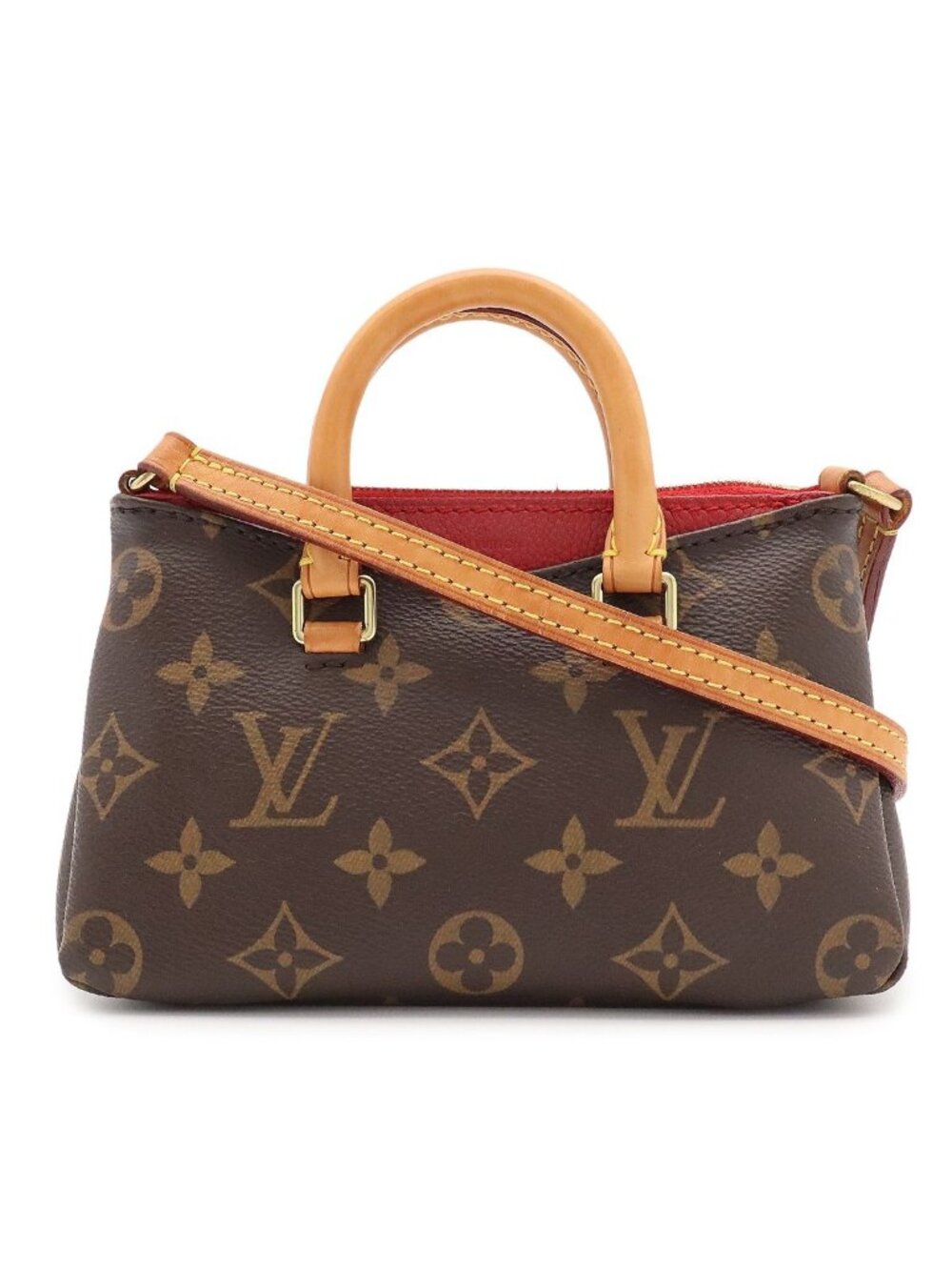 Louis Vuitton Monogram Nano Pallas Mini Bag 2-Way Crossbody Cerise Red